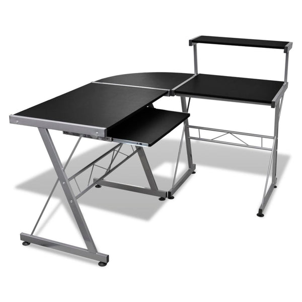  Computer Desk Workstation With Pull Out Keyboard Tray Black