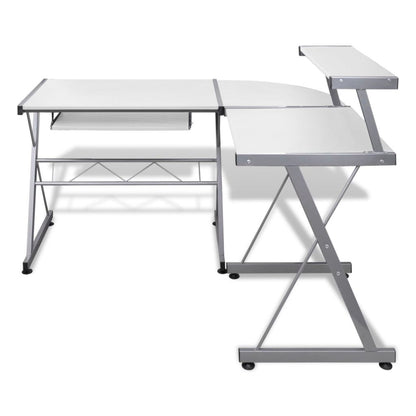 Computer Desk Workstation With Pull Out Keyboard Tray White
