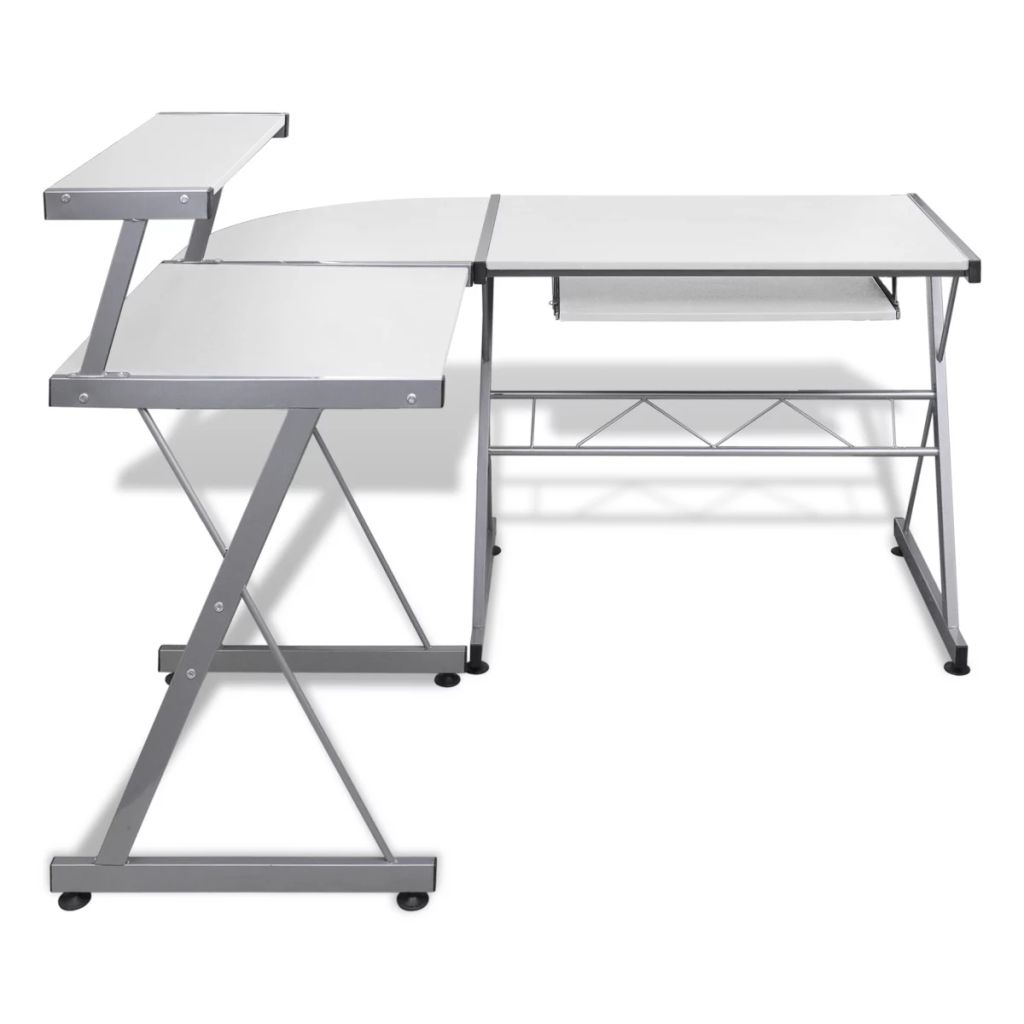 Computer Desk Workstation With Pull Out Keyboard Tray White