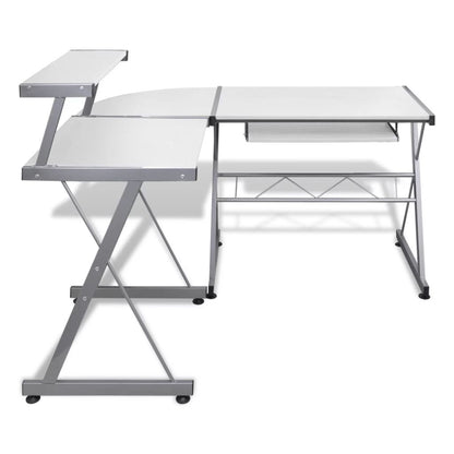 Computer Desk Workstation With Pull Out Keyboard Tray White