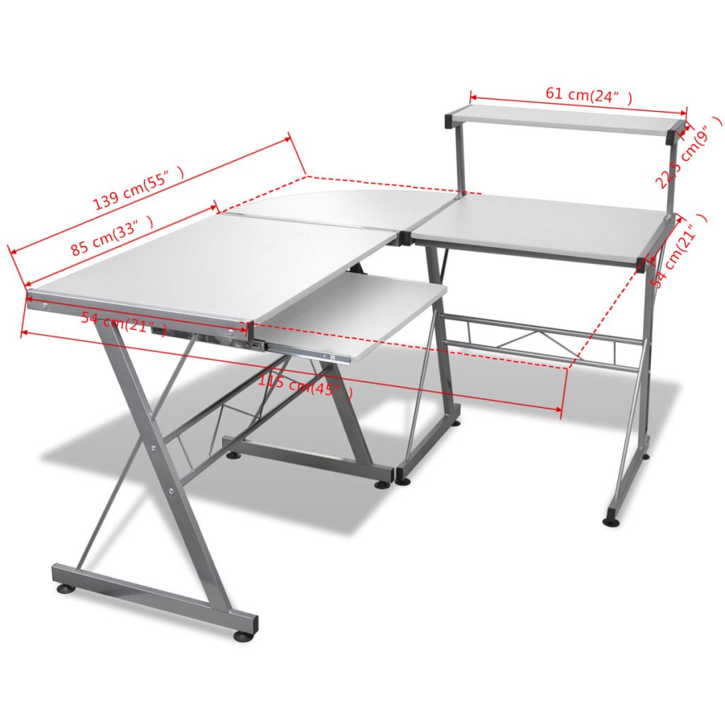Computer Desk Workstation With Pull Out Keyboard Tray White