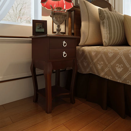 Nightstand With 2 Drawers Brown