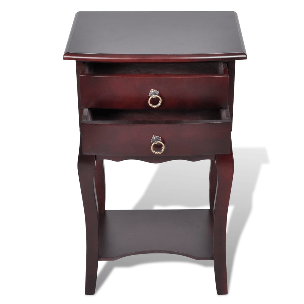 Nightstand With 2 Drawers Brown
