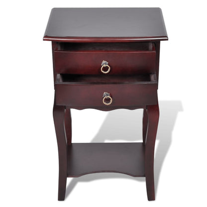 Nightstand With 2 Drawers Brown