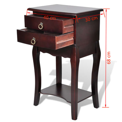 Nightstand With 2 Drawers Brown