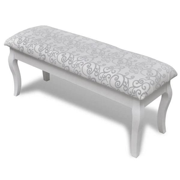  Cushioned Hocker for Dressing Table 2-Seater White 110 cm