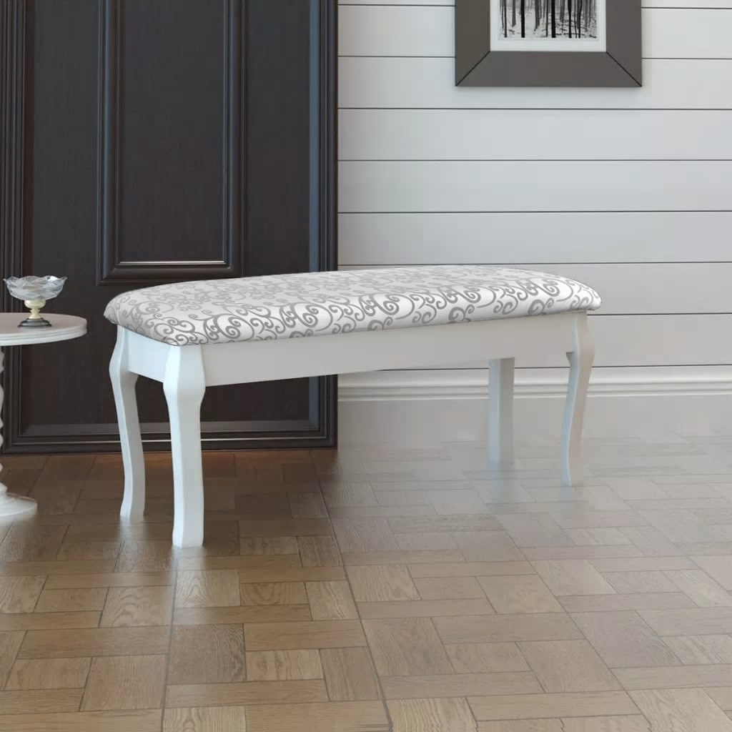 Cushioned Hocker for Dressing Table 2-Seater White 110 cm