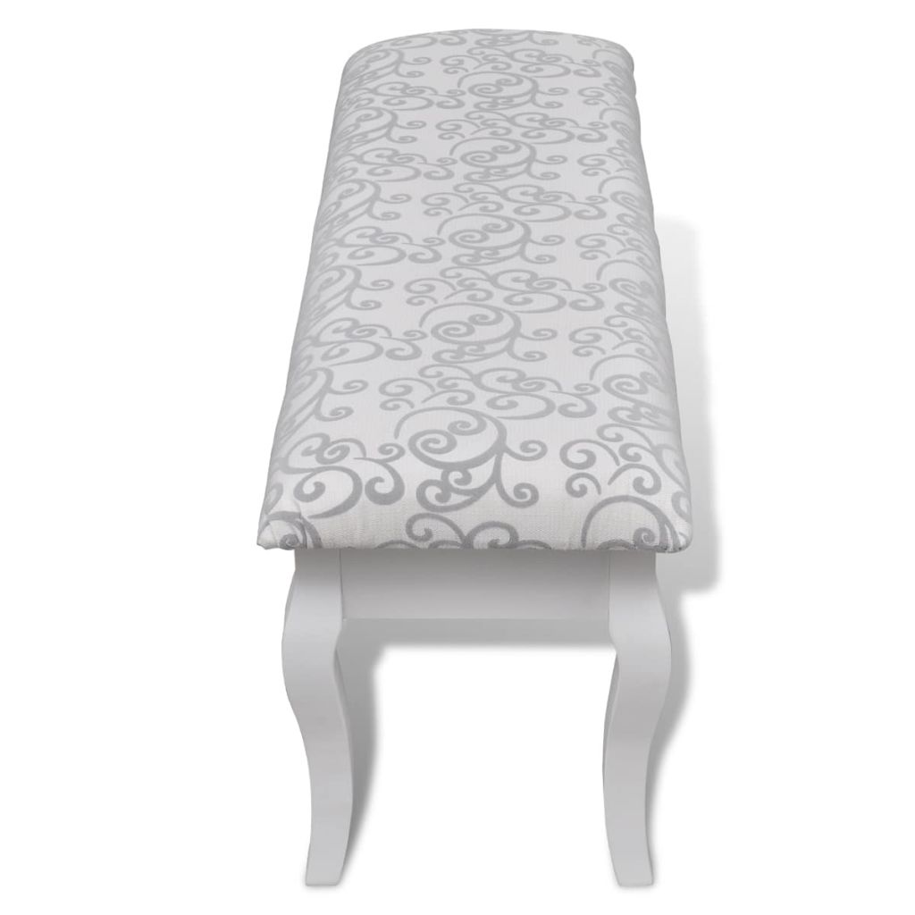 Cushioned Hocker for Dressing Table 2-Seater White 110 cm