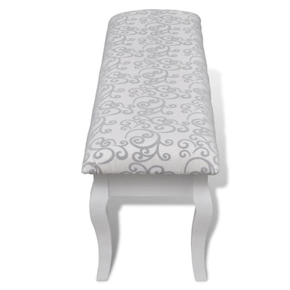 Cushioned Hocker for Dressing Table 2-Seater White 110 cm