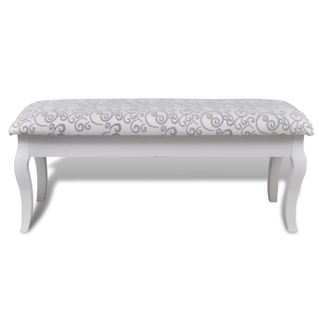 Cushioned Hocker for Dressing Table 2-Seater White 110 cm