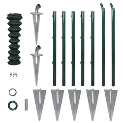 Chain Link Fence with Posts Spike Galvanised Steel 1.25x15 m