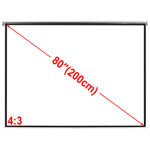 Manual Projection Screen Matt White 4:3 Wall Ceiling Mount