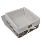 Brown Wooden Storage Bench 2 Weaving Baskets 2 Drawers