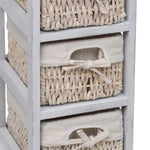 Wooden Storage Rack 3 Weaving Baskets White