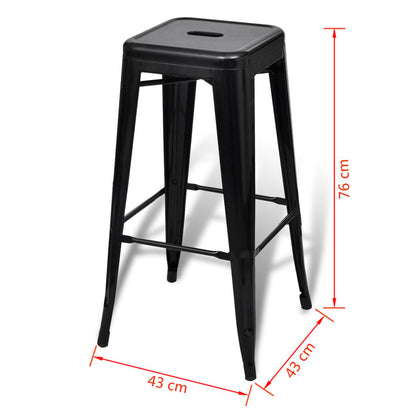 Bar Stools 2 pcs Black Steel