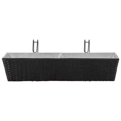 Balcony Trapezoid Rattan Planter 2 pcs Black