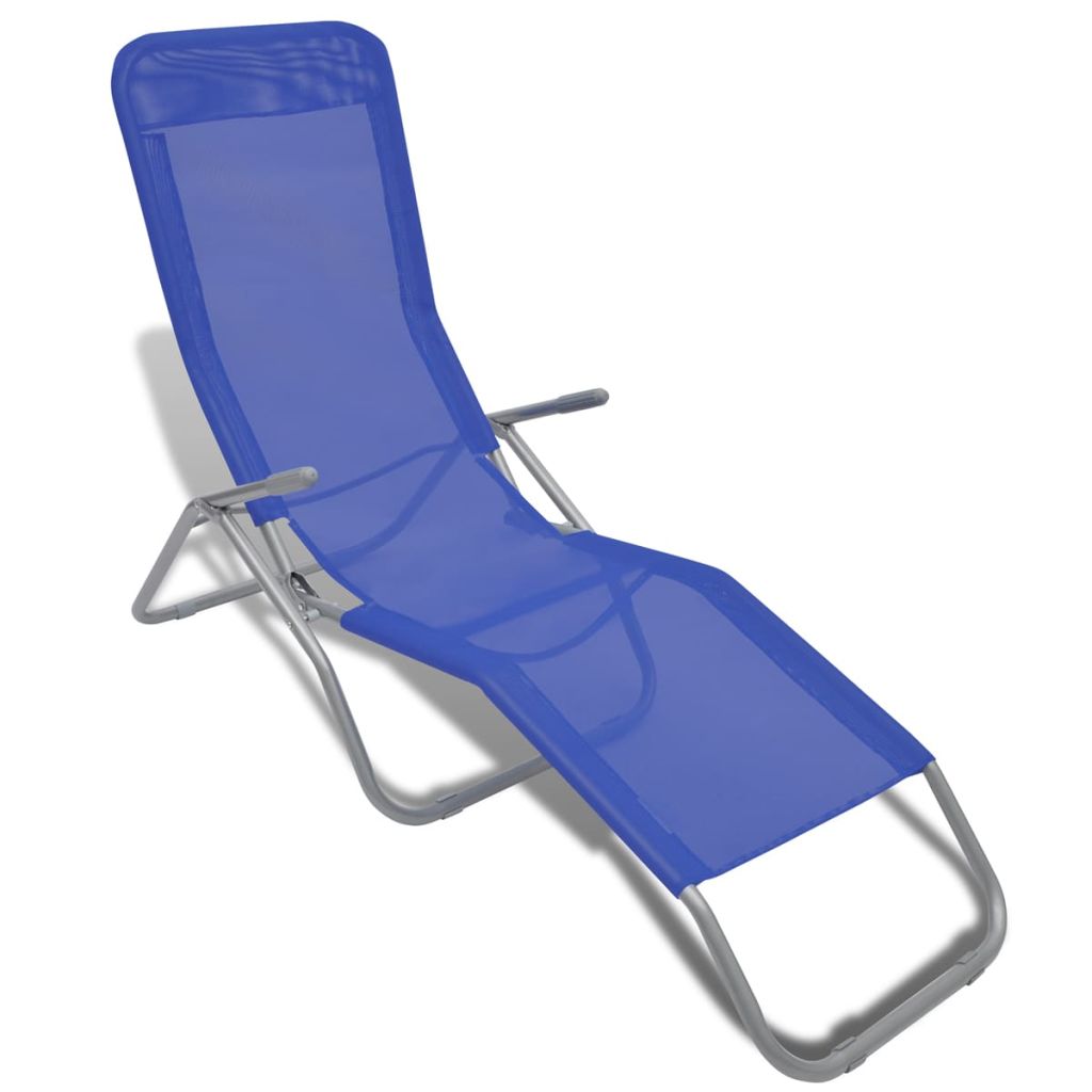 Sun Loungers 2 pcs Steel Frame and Textilene Blue