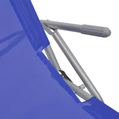 Sun Loungers 2 pcs Steel Frame and Textilene Blue