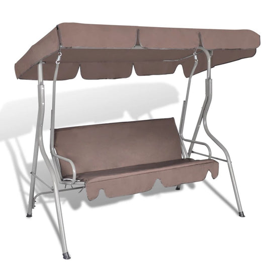 Outdoor Hanging Swing Chair with a Canopy Coffee for 3 Persons