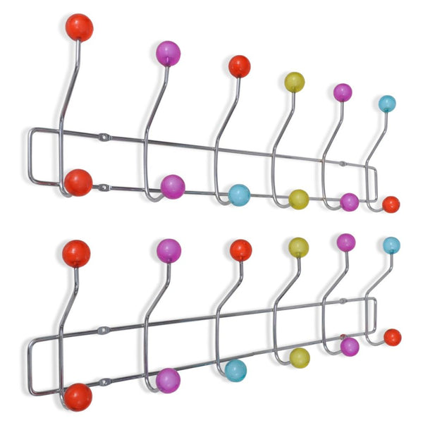  Colourful Wall Peg Board with 12 Hooks 2 pcs