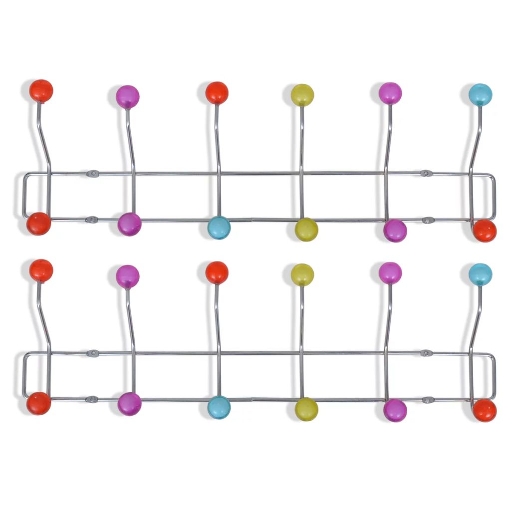 Colourful Wall Peg Board with 12 Hooks 2 pcs