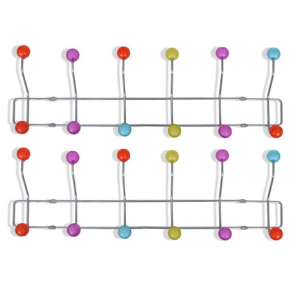 Colourful Wall Peg Board with 12 Hooks 2 pcs