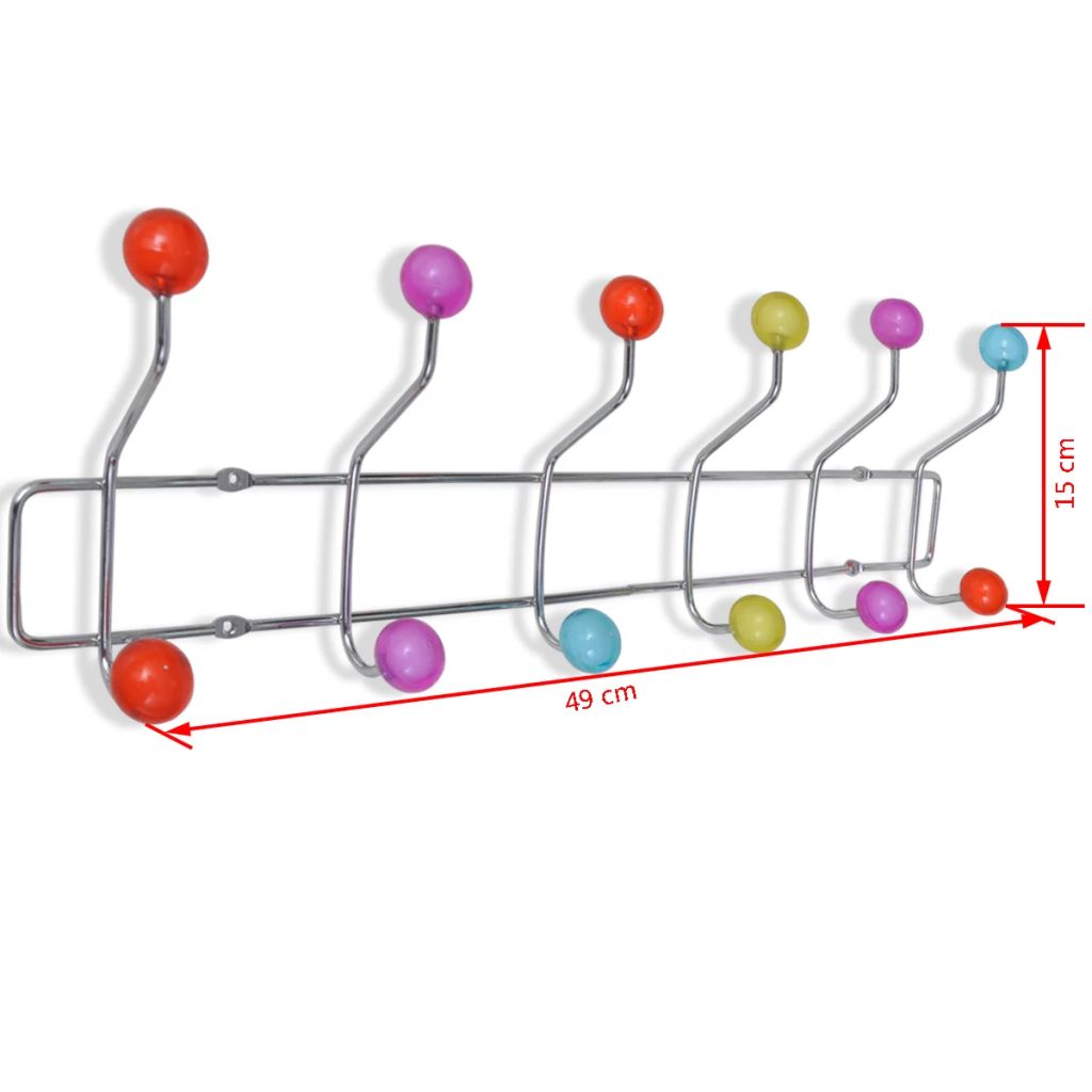 Colourful Wall Peg Board with 12 Hooks 2 pcs