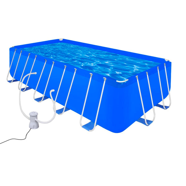  Swimming Pool Rectangle with Pump Steel