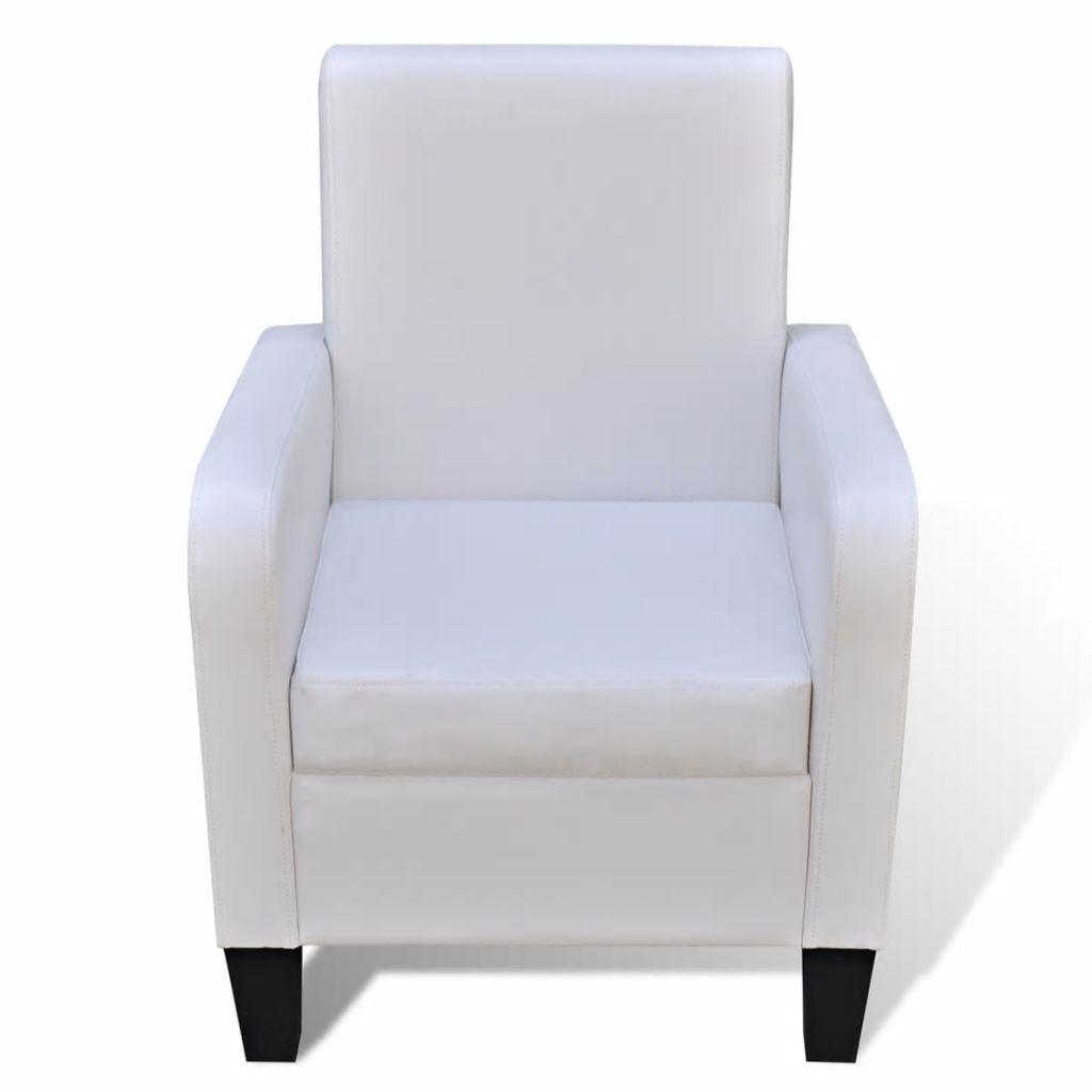 Armchair White Faux Leather
