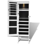 White Free Standing Jewellery Cabinet with LED Light and Mirror Door