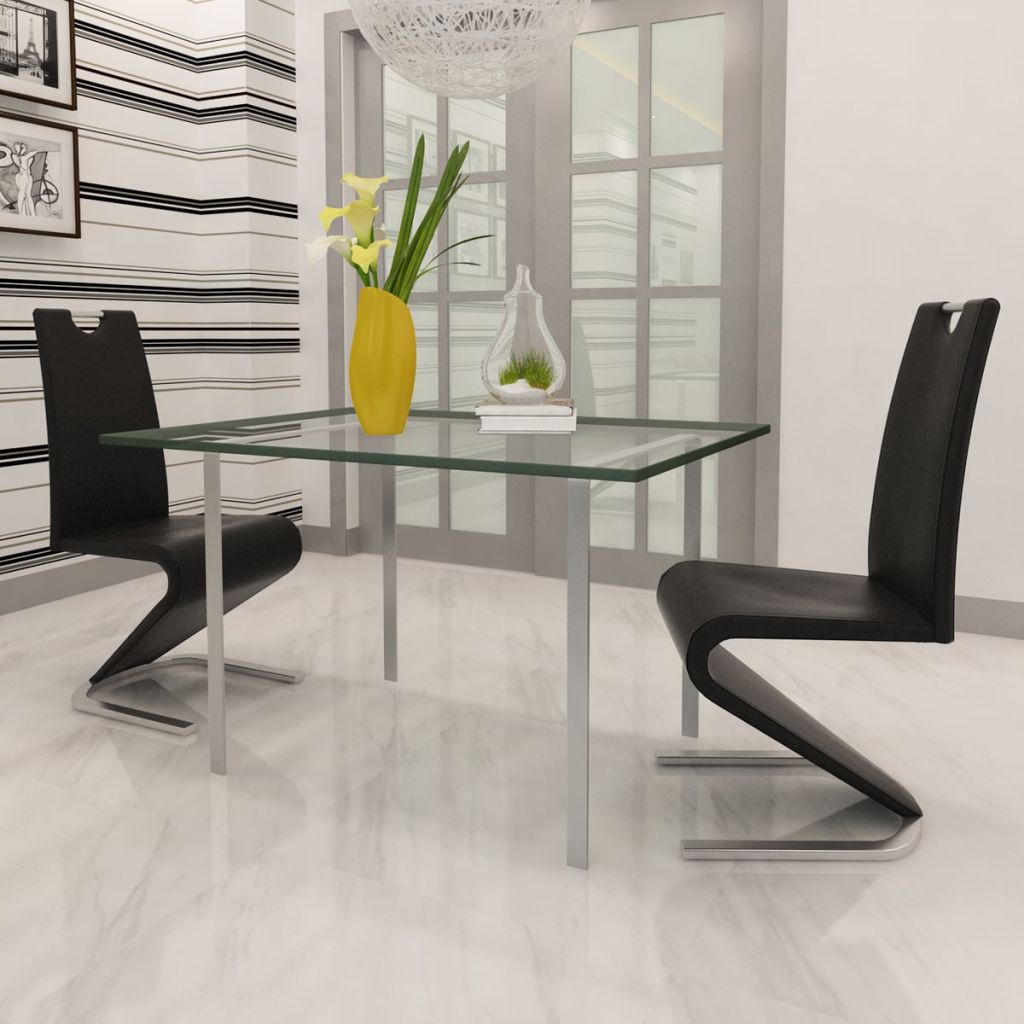 Dining Chairs 2 pcs Black Faux Leather