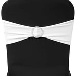 25 pcs White Stretchable Decorative Chair Band with Diamond Buckle