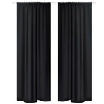 2 pcs Black Energy-saving Blackout Curtains Double Layer