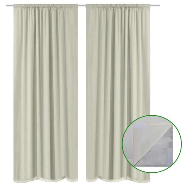  2 pcs Cream Energy-saving Blackout Curtains Double Layer