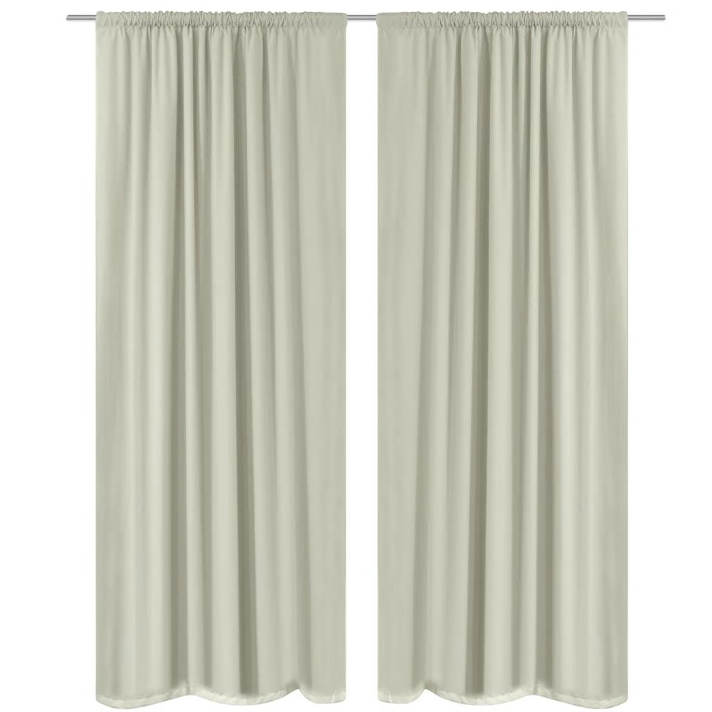 2 pcs Cream Energy-saving Blackout Curtains Double Layer 140 x 245 cm