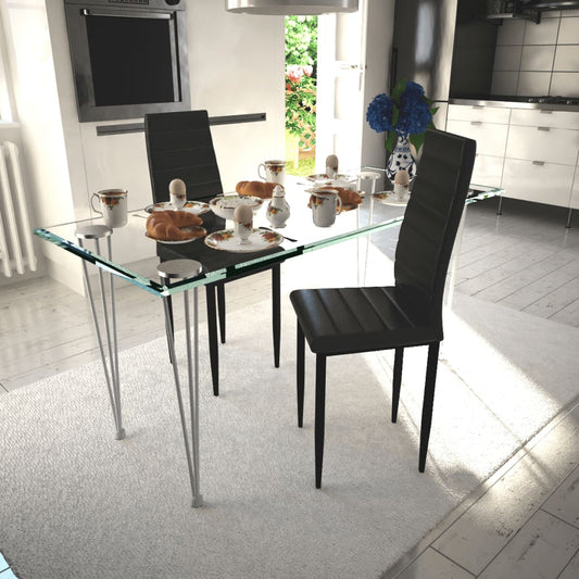 Dining Chairs 2 pcs Black Faux Leather