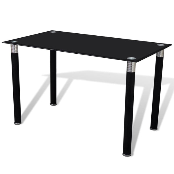  Dining Table with Glass Top Black