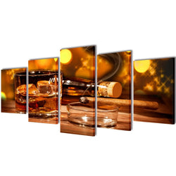 Canvas Wall Print Set Whiskey and Cigar 100 x 50 cm
