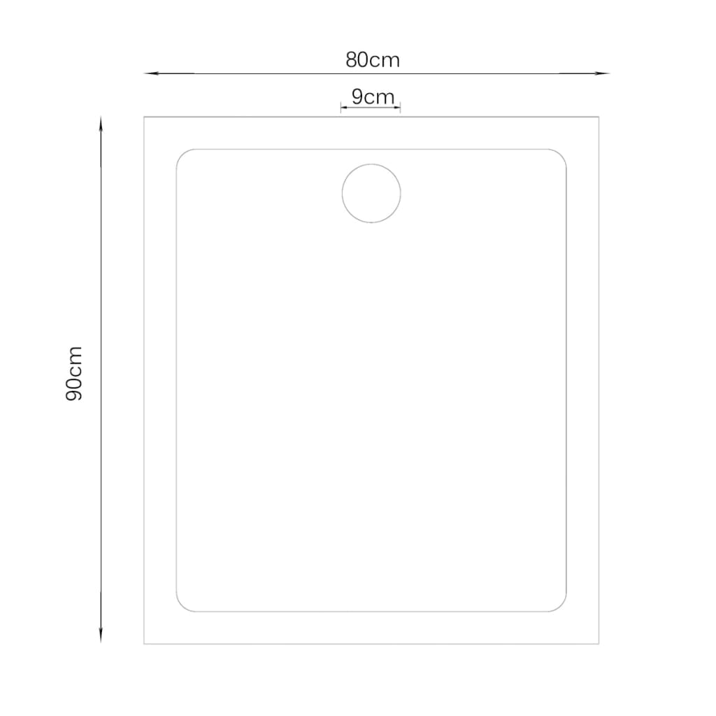 Rectangular ABS Shower Base Tray Black 80 x 90 cm