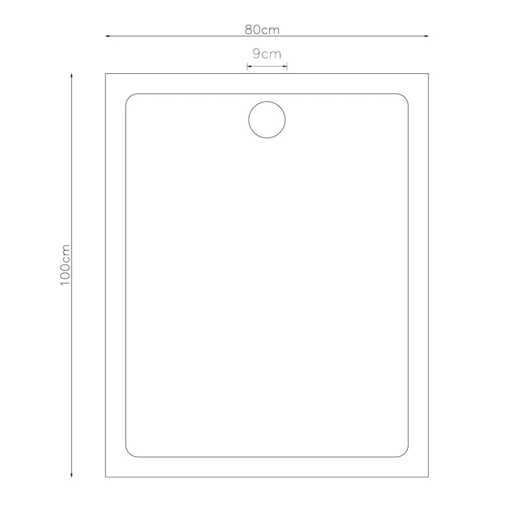 Rectangular ABS Shower Base Tray Black 80 x 100 cm