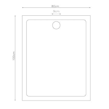 Rectangular ABS Shower Base Tray Black 80 x 100 cm