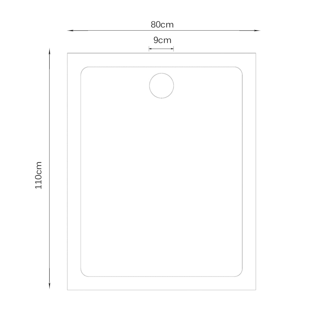 Rectangular ABS Shower Base Tray Black 80 x 110 cm