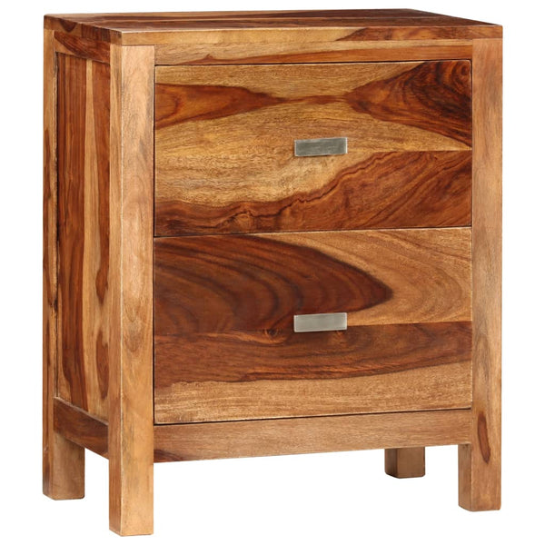  Nightstand with 2 Drawers Solid Sheesham Wood