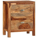 Nightstand with 2 Drawers Solid Sheesham Wood