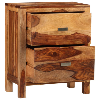 Nightstand with 2 Drawers Solid Sheesham Wood