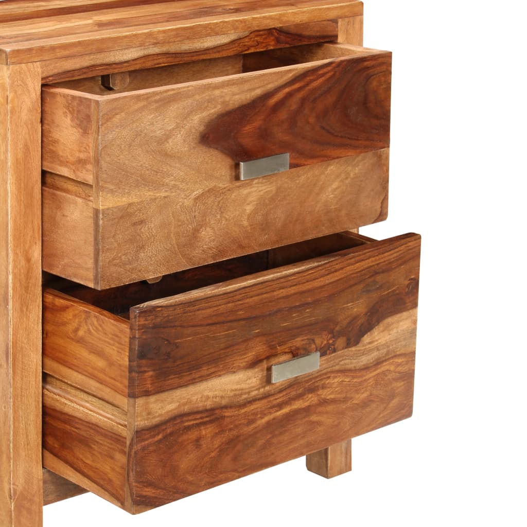 Nightstand with 2 Drawers Solid Sheesham Wood