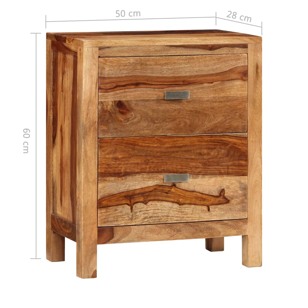 Nightstand with 2 Drawers Solid Sheesham Wood