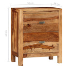 Nightstand with 2 Drawers Solid Sheesham Wood