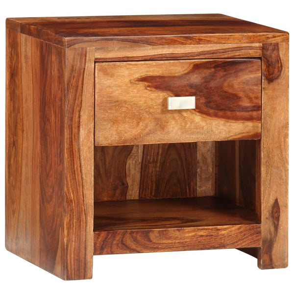  Nightstand with 1 Drawer Solid Sheesham Wood