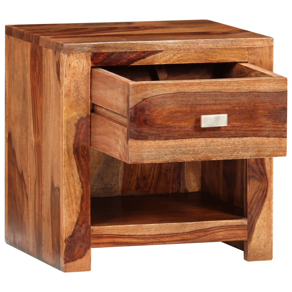 Nightstand With 1 Drawer Solid Sheesham Wood